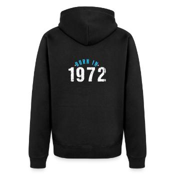Birthday Gift - Born in 1972 - Unisex Premium Organic Zip Hoodie - black - Back - Nico (187cm)