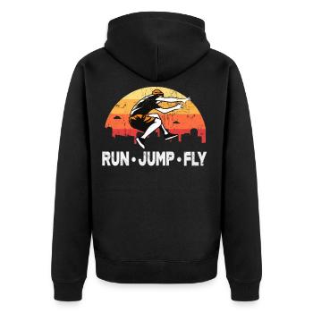 Parkour Run Jump Fly - Unisex Premium Organic Zip Hoodie - black - Back - Nico (187cm)