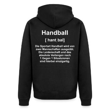 Handball Handballer Definition - Unisex Premium Bio Zip Hoodie - Schwarz - Hinten - Nico (187cm)