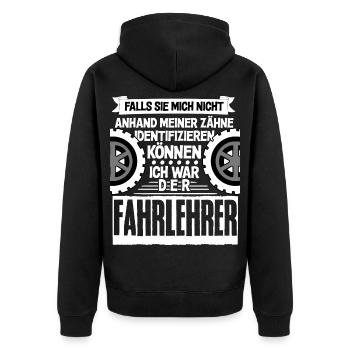 Fahrlehrer - lustiger Fahrschule Spruch - Unisex Premium Bio Zip Hoodie - Schwarz - Hinten - Nico (187cm)