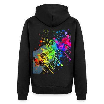 Guitare - taches de peinture - Veste à capuche bio Premium Unisexe - noir - Dos - Nico (187cm)