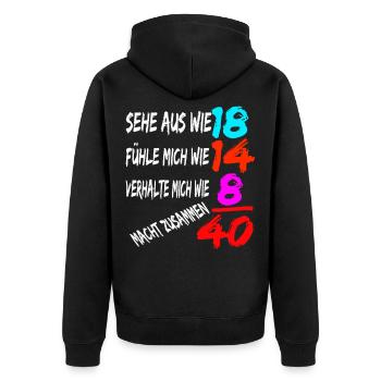40 Geburtstag 40 Jahre alt Geschenk - Unisex Premium Bio Zip Hoodie - Schwarz - Hinten - Nico (187cm)