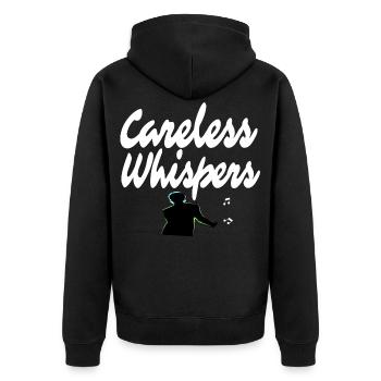 careless whisper George T-Shirt Gift idea - Unisex Premium Bio Zip Hoodie - Schwarz - Hinten - Nico (187cm)