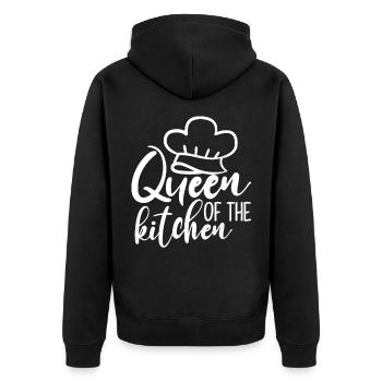 Kitchen Queen - Unisex Premium Organic Zip Hoodie - black - Back - Nico (187cm)