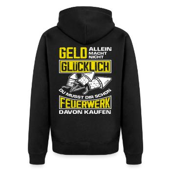 Pyrotechniker Raketen Feuerwerk Lustiger Spruch - Unisex Premium Bio Zip Hoodie - Schwarz - Hinten - Nico (187cm)
