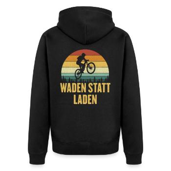 Waden Statt Laden Waden Statt Laden fahrrad gesche - Unisex Premium Bio Zip Hoodie - Schwarz - Hinten - Nico (187cm)