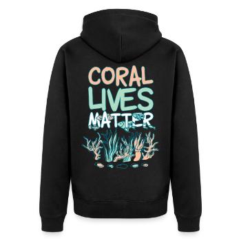 Coral Lives Matter - Unisex Premium Bio Zip Hoodie - Schwarz - Hinten - Nico (187cm)