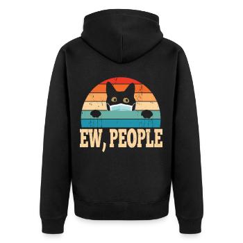 Ew People Cat Lovers - Unisex Premium Organic Zip Hoodie - black - Back - Nico (187cm)