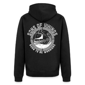 Sons Of Vikings Wikinger Raubzug Nordmänner Asgard - Unisex Premium Bio Zip Hoodie - Schwarz - Hinten - Nico (187cm)