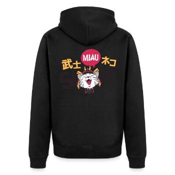 Chat samouraï, drôle de motif japonais Idée japonaise - Veste à capuche bio Premium Unisexe - noir - Dos - Nico (187cm)