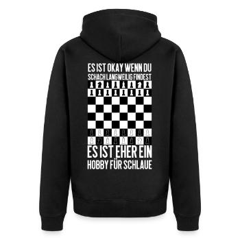 Schach - ein Hobby für Schlaue und Intelligente - Unisex Premium Bio Zip Hoodie - Schwarz - Hinten - Nico (187cm)