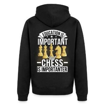 Chess Board Game - Unisex Premium Organic Zip Hoodie - black - Back - Nico (187cm)