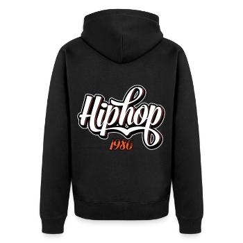 Hip hop clothes - Unisex Premium Organic Zip Hoodie - black - Back - Nico (187cm)
