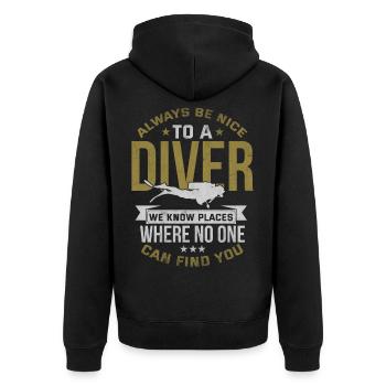 Cadeau d'apnée de plongée sous-marine - Veste à capuche bio Premium Unisexe - noir - Dos - Nico (187cm)