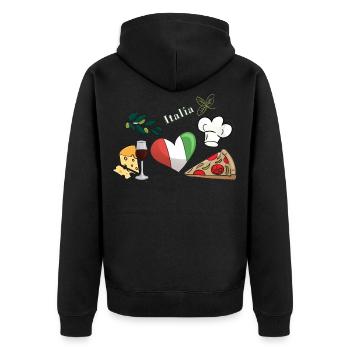 Bellisimo Italia Italie Pizza Fromage Vin Olives - Veste à capuche bio Premium Unisexe - noir - Dos - Nico (187cm)