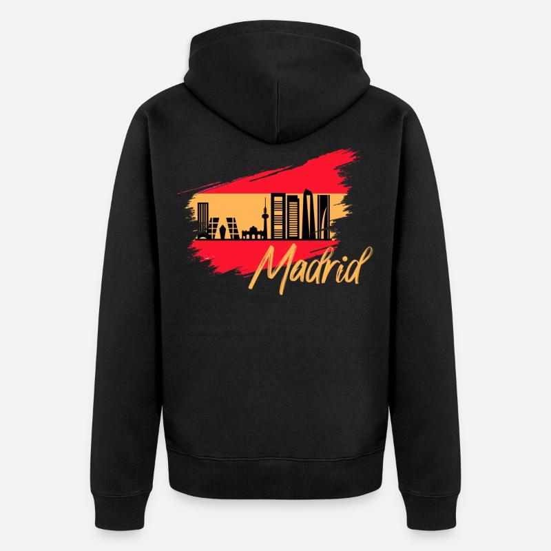 Skyline de drapeau espagne Madrid - Veste à capuche bio Premium Unisexe - noir
