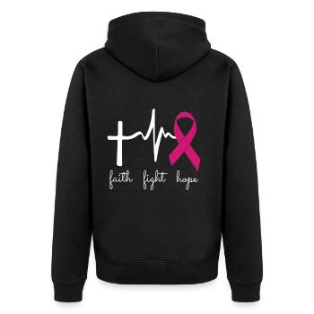 Breast cancer aware month - Funny Heart Beats - Unisex Premium Bio Zip Hoodie - Schwarz - Hinten - Nico (187cm)