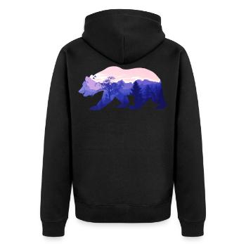 Bear grizzly forest nature - Unisex Premium Organic Zip Hoodie - black - Back - Nico (187cm)