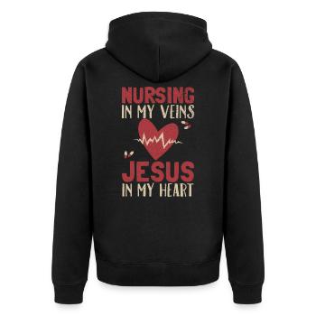 Infirmière - Veste à capuche bio Premium Unisexe - noir - Dos - Nico (187cm)