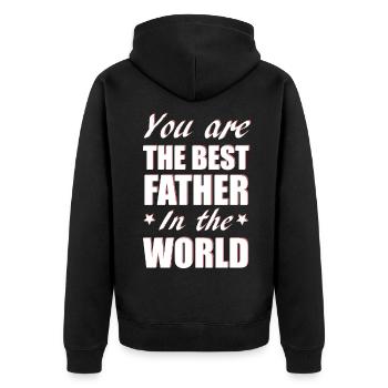 You are the best father in the world - Unisex Premium Bio Zip Hoodie - Schwarz - Hinten - Nico (187cm)