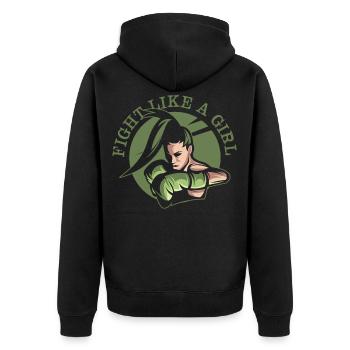 Fight Like A Girl Boxerin Boxen Punch Martial Arts - Unisex Premium Bio Zip Hoodie - Schwarz - Hinten - Nico (187cm)