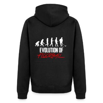 Unihockey & Floorball Evolution Geschenk Hockey - Unisex Premium Bio Zip Hoodie - Schwarz - Hinten - Nico (187cm)