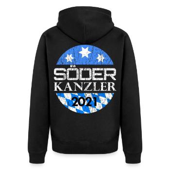 Söder Kanzler 2021 Wahl Bayern Bundeskanzler CSU - Unisex Premium Bio Zip Hoodie - Schwarz - Hinten - Nico (187cm)