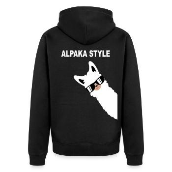 Funny alpaca design alpaca style saying - Unisex Premium Organic Zip Hoodie - black - Back - Nico (187cm)
