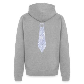 Krawatte - Unisex Premium Bio Zip Hoodie - Grau meliert - Hinten - Nico (187cm)