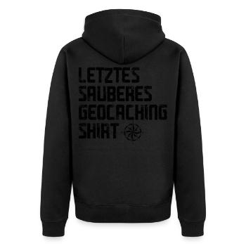 Geocacher Caching Cache Geocache Geocachen Lustig - Unisex Premium Bio Zip Hoodie - Schwarz - Hinten - Nico (187cm)