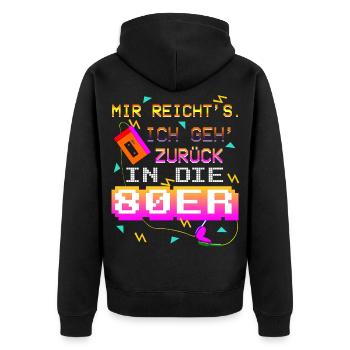 80er Jahre Retro 80s Pixel Spruch - Unisex Premium Bio Zip Hoodie - Schwarz - Hinten - Nico (187cm)