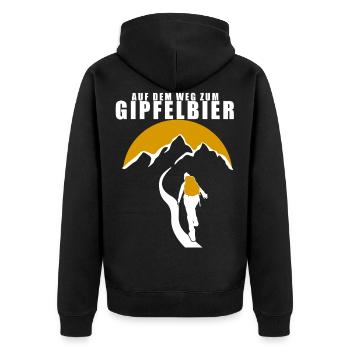 Klettern lustiger Bier Spruch - Unisex Premium Bio Zip Hoodie - Schwarz - Hinten - Nico (187cm)