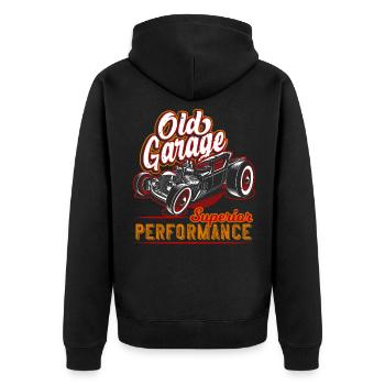 Ancien garage Hot Rod Californie - Veste à capuche bio Premium Unisexe - noir - Dos - Nico (187cm)