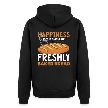 Brot Bäcker Sandwich Toast Weißbrot Backen - Unisex Premium Bio Zip Hoodie - Schwarz - Hinten - Nico (187cm)