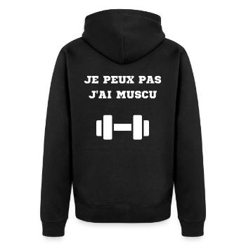 JE PEUX PAS J'AI MUSCU - Veste à capuche bio Premium Unisexe - noir - Dos - Nico (187cm)