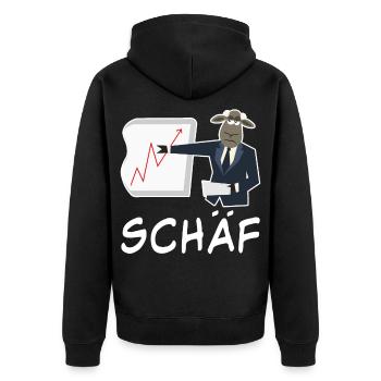 Schaf lustiger Chef Wortspiel Spruch - Unisex Premium Bio Zip Hoodie - Schwarz - Hinten - Nico (187cm)