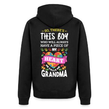 Cadeau de grand-mère de grand-mère de petits-enfants d'autisme - Veste à capuche bio Premium Unisexe - noir - Dos - Nico (187cm)