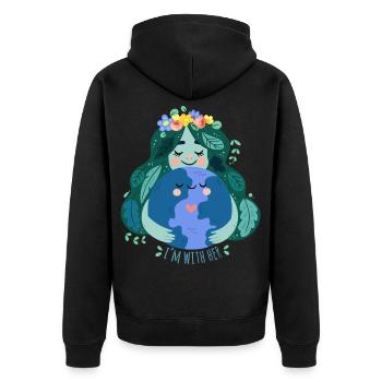 Mother earth environment nature gift - Unisex Premium Organic Zip Hoodie - black - Back - Nico (187cm)
