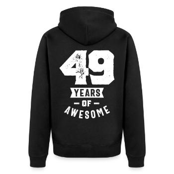 49 Jahre altes Geschenk | 49. Geburtstagsgeschenkideen - Herren - Unisex Premium Bio Zip Hoodie - Schwarz - Hinten - Nico (187cm)