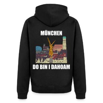 München - Unisex Premium Bio Zip Hoodie - Schwarz - Hinten - Nico (187cm)