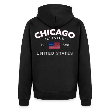Drapeau des États-Unis Chicago Illinois - Veste à capuche bio Premium Unisexe - noir - Dos - Nico (187cm)