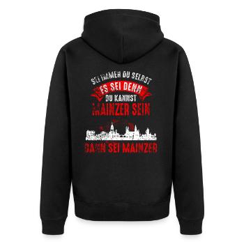 Mainz Skyline Mainzer Geschenk - Unisex Premium Bio Zip Hoodie - Schwarz - Hinten - Nico (187cm)