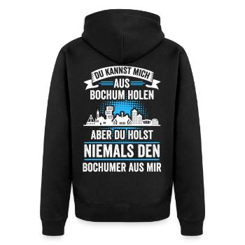 Bochum Skyline Bochumer Bergbau Ruhrpott Lustig - Unisex Premium Bio Zip Hoodie - Schwarz - Hinten - Nico (187cm)