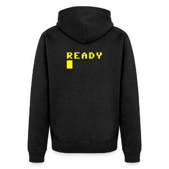 Ready Computer Bildschirm Screen Bereit Error - Unisex Premium Bio Zip Hoodie - Schwarz - Hinten - Nico (187cm)