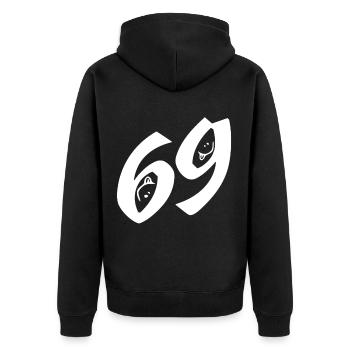 Sex Sex Geschenke Versaute Sprüche 69er Stellung - Unisex Premium Bio Zip Hoodie - Schwarz - Hinten - Nico (187cm)
