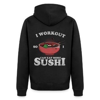 Sushi - Unisex Premium Bio Zip Hoodie - Schwarz - Hinten - Nico (187cm)