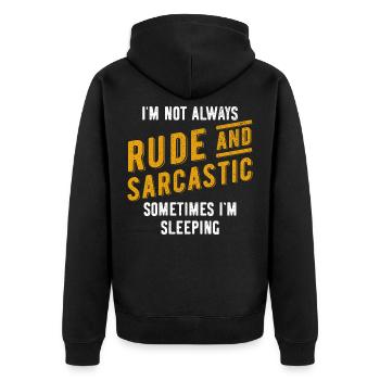 sarcasm - Unisex Premium Organic Zip Hoodie - black - Back - Nico (187cm)