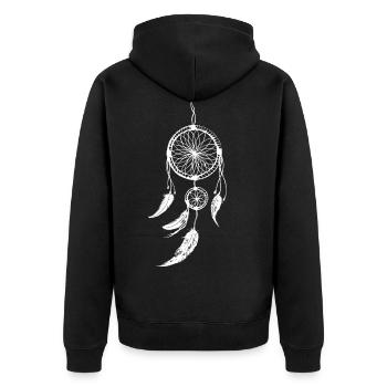 Dream Catcher Dream with Feathers Gift - Unisex Premium Organic Zip Hoodie - black - Back - Nico (187cm)