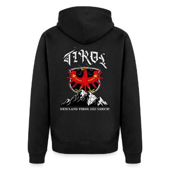 Tirol Tiroler Adler Östereich - Unisex Premium Bio Zip Hoodie - Schwarz - Hinten - Nico (187cm)