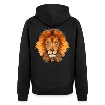 Geo-Löwe - Unisex Premium Bio Zip Hoodie - Schwarz - Hinten - Nico (187cm)